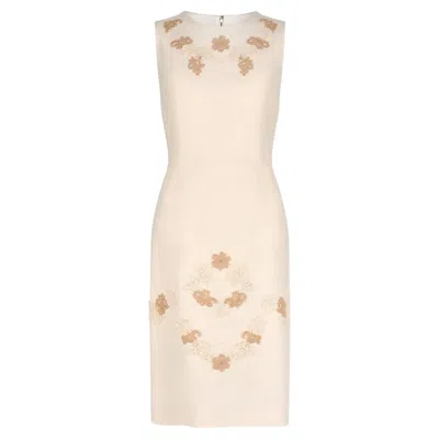 Pre-owned Dolce & Gabbana 2010s Dolce And Gabbana Cream Dress Suit With Appliqué Work In White