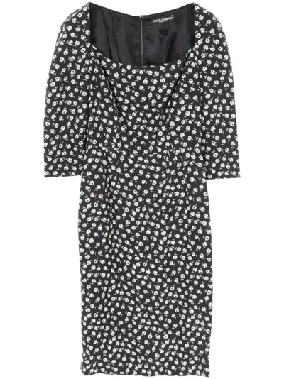 Pre-owned Dolce & Gabbana 2010s Floral Pattern Dress In Black