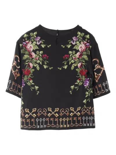 Pre-owned Dolce & Gabbana 2010s Floral-print Silk Blouse