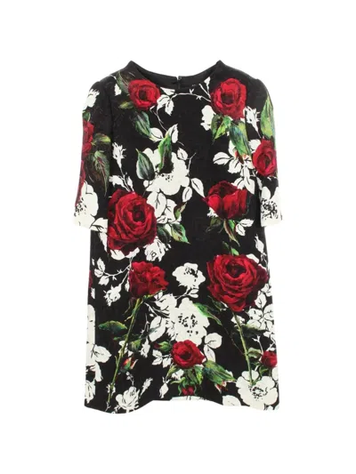 Pre-owned Dolce & Gabbana 2010s Floral-print Mini Dress In Black