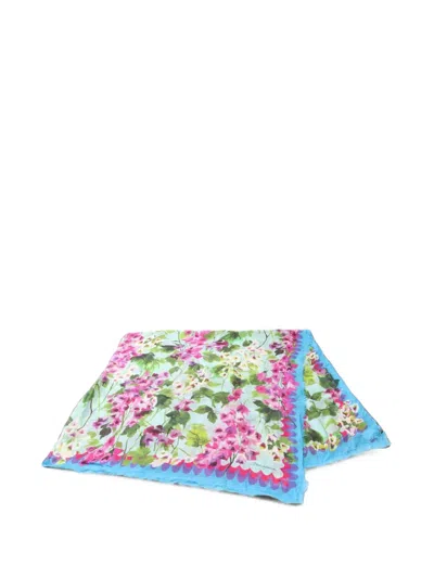 Pre-owned Dolce & Gabbana 2010s Floral-print Scarf In Blue