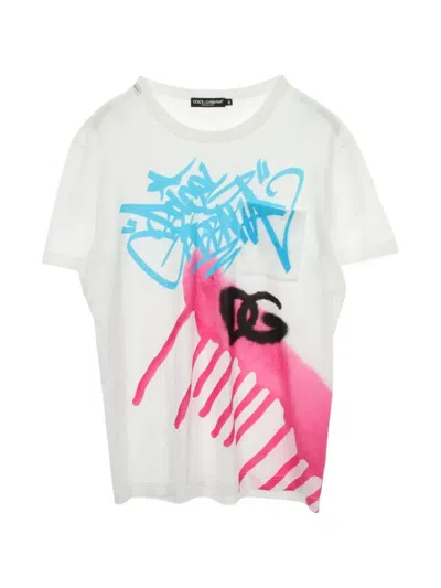 Pre-owned Dolce & Gabbana 2010s Graffiti-print T-shirt In White
