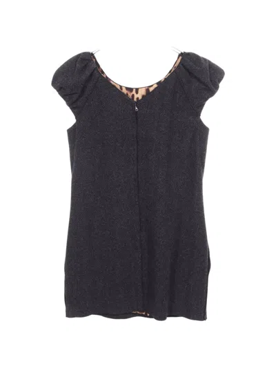 Pre-owned Dolce & Gabbana 2010s Herringbone Cap-sleeve Dress In Grey