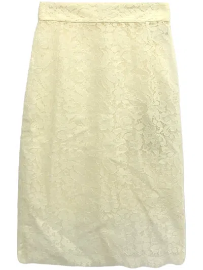 Pre-owned Dolce & Gabbana 2010s Lace Midi Skirt In White