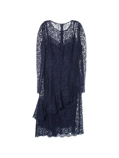 Pre-owned Dolce & Gabbana 2010s Lace-detail Midi Dress In Blue