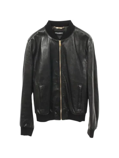Pre-owned Dolce & Gabbana 2010s Leather Bomber Jacket In Black