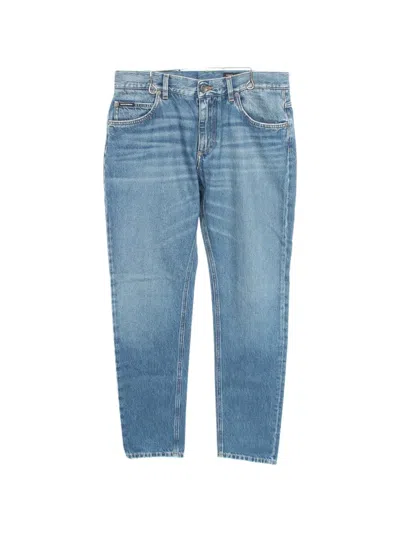 Pre-owned Dolce & Gabbana 2010s Logo-embroidered Jeans In Blue