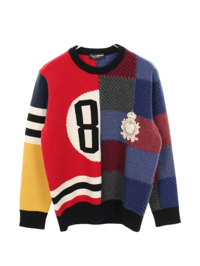Pre-owned Dolce & Gabbana 2010s Panelled Intarsia-knit Sweater In Red