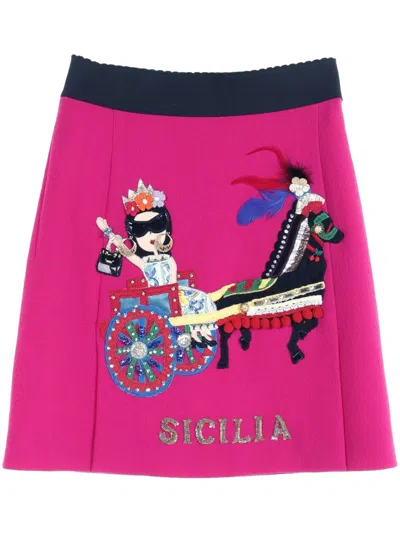 Pre-owned Dolce & Gabbana 2010s Sicilia Mini Skirt In Pink
