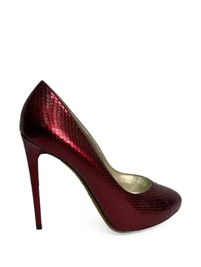 Pre-owned Dolce & Gabbana 2010s Snake-embossed Leather Pumps In Red