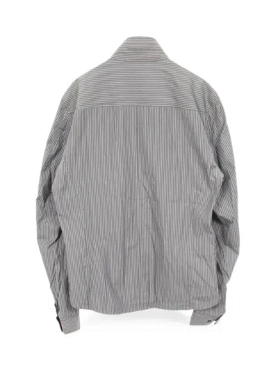 Pre-owned Dolce & Gabbana 2010s Stand-collar Striped Shirt Jacket In Grey