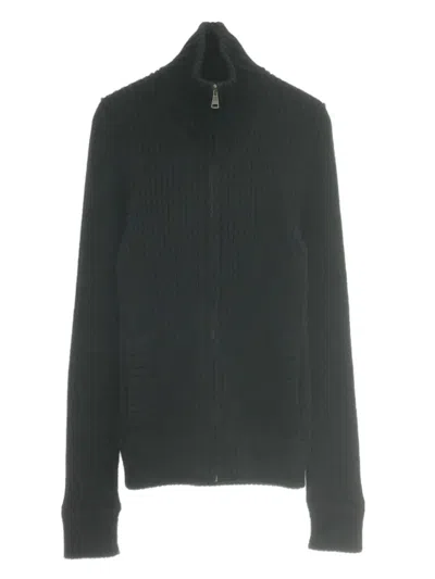 Pre-owned Dolce & Gabbana 2010s Zip-up Ribbed Cardigan In Black