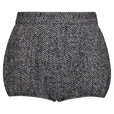 Pre-owned Dolce & Gabbana 2013 Runway Dolce And Gabbana Monochrome Tweed Hotpants In Black