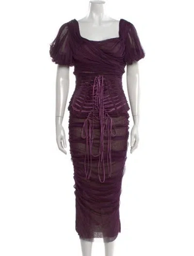 Pre-owned Dolce & Gabbana 2014 Midi Length Dress W/ Tags In Purple
