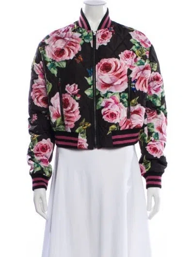 Pre-owned Dolce & Gabbana 2018 Floral Print Bomber Jacket In Multi