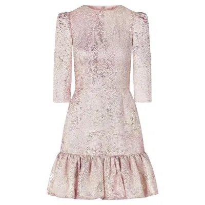 Pre-owned Dolce & Gabbana 2020  Pink Metallic Jacquard Sheath Mini Dress