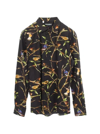 Pre-owned Dolce & Gabbana 2020s Bird-print Shirt In Black