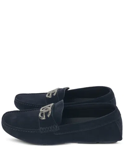 Pre-owned Dolce & Gabbana 2020s Logo-plaque Loafers In Blue