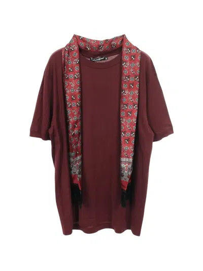 Pre-owned Dolce & Gabbana 2020s Scarf-detail T-shirt In Red