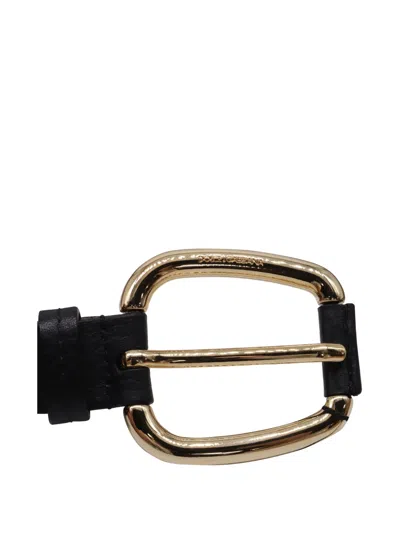 Pre-owned Dolce & Gabbana 2022 Buckle Leather Belt In Black