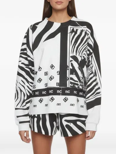 Pre-owned Dolce & Gabbana 2022 Zebra-print Shorts Set (set Of Two) In White