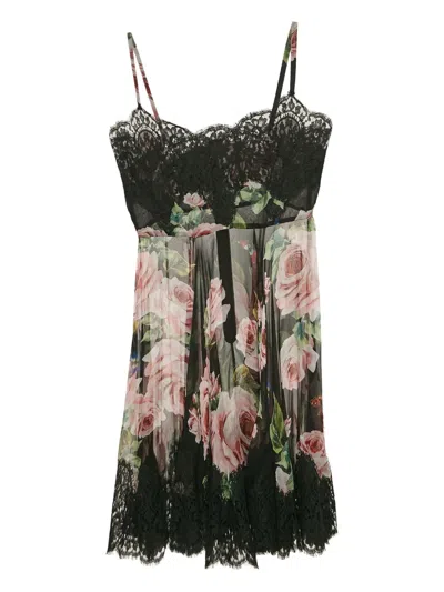 Pre-owned Dolce & Gabbana 2023 Floral-print Dress In Black