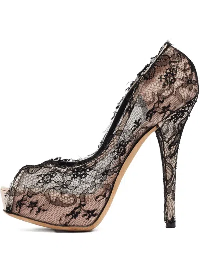 Pre-owned Dolce & Gabbana 2024 145mm Lace Platform Pumps