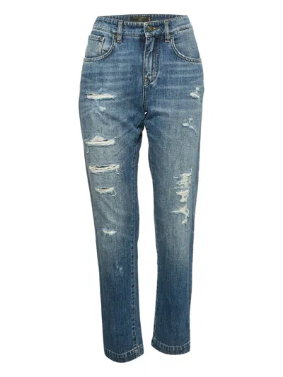 Pre-owned Dolce & Gabbana 2024 Distressed-effect Jeans In Blue