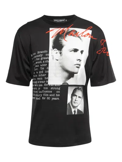 Pre-owned Dolce & Gabbana 2024 Graphic-print T-shirt In Black