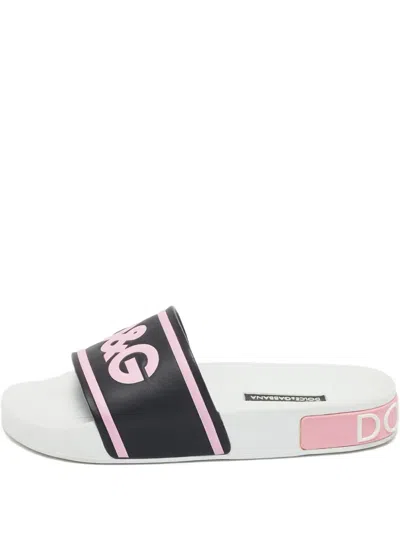 Pre-owned Dolce & Gabbana 2024 Logo Heart Slides In Black