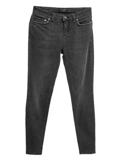 Pre-owned Dolce & Gabbana 2024 Logo-plaque Jeans