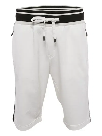 Pre-owned Dolce & Gabbana 2024 Logo-tape Track Shorts In White