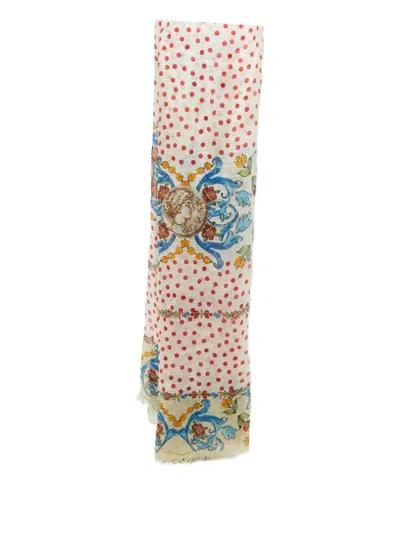 Pre-owned Dolce & Gabbana 2024 Majolica Polka-dot Scarf
