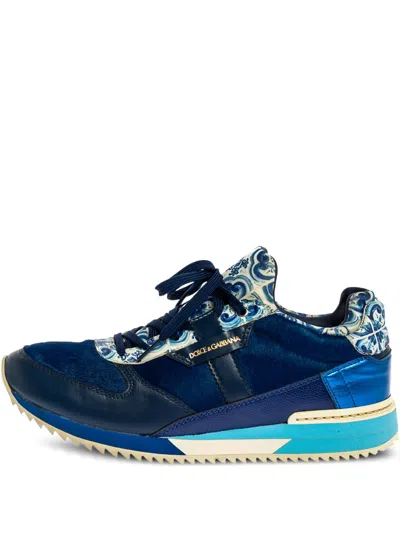 Pre-owned Dolce & Gabbana 2024 Majolica Sneakers In Blue
