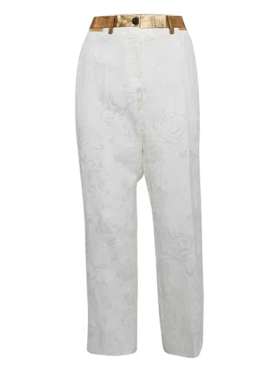 Pre-owned Dolce & Gabbana 2024 Rose-jacquard Trousers In White