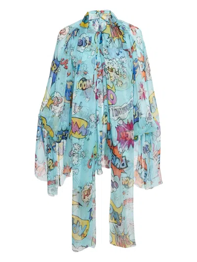 Pre-owned Dolce & Gabbana 2024 Silk Blouse In Blue