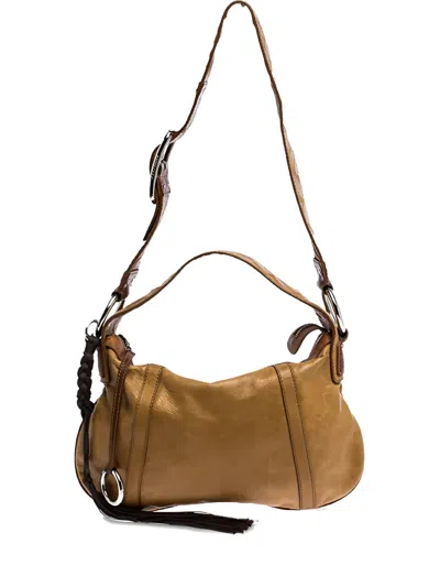 Pre-owned Dolce & Gabbana 2024 Tassel-detail Leather Medium Bag In Brown