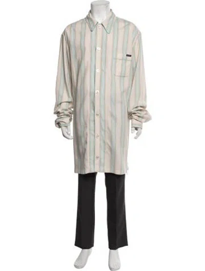 Pre-owned Dolce & Gabbana 2026 Striped Fabric Vanity Pajama Top In Neutrals