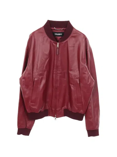 Pre-owned Dolce & Gabbana 20s Leather Jacket In Red