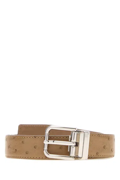 Dolce & Gabbana 2.5 Cm Reversible Leather Belt With Silver Metal Finish In Brown