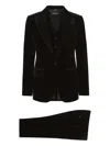 Dolce & Gabbana Tailored Suit Three Piece Velvet Texture In Black