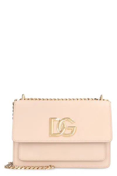 Dolce & Gabbana 3.5 Leather Crossbody Bag In Pale Pink