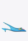 Dolce & Gabbana 30 Bejeweled Buttons Slingback Pumps In Blue