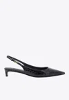 Dolce & Gabbana Mun 30 Croc-embossed Leather Slingback Pumps In Black