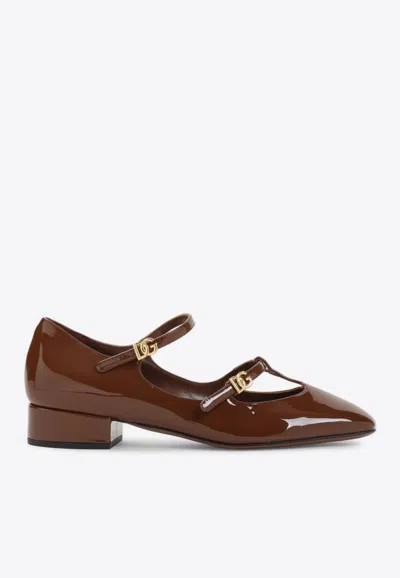 Dolce & Gabbana 30 Patent Leather Flats In Brown