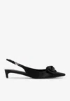 Dolce & Gabbana Satin Slingback Pumps In Black