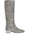 Dolce & Gabbana 30mm Brocade Block-heel Boots In Silver