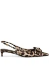 Dolce & Gabbana 30mm Leopard-print Satin Slingback Pumps
