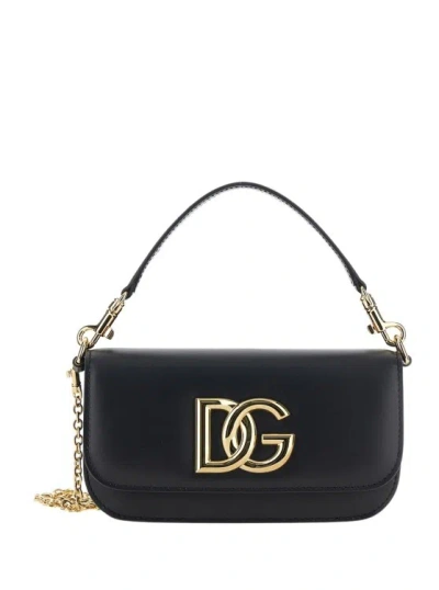 Dolce & Gabbana 3.5' Black Crossbody Bag With Dg Logo In Leather