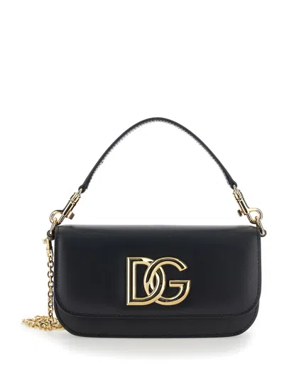 Dolce & Gabbana 3.5 Black Crossbody Bag With Dg Logo In Leather Woman